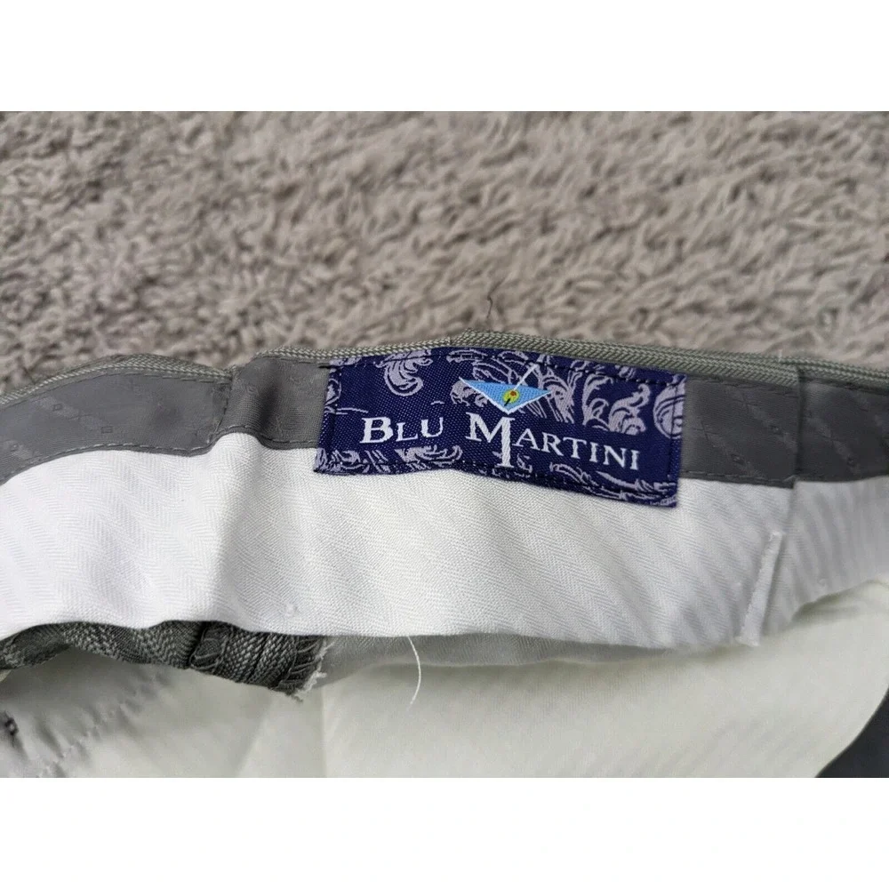 NWT Blu Martini Dress Pants Men's 3X 46W Gray‎ Vertical Stripes Pleated Raw Hem
